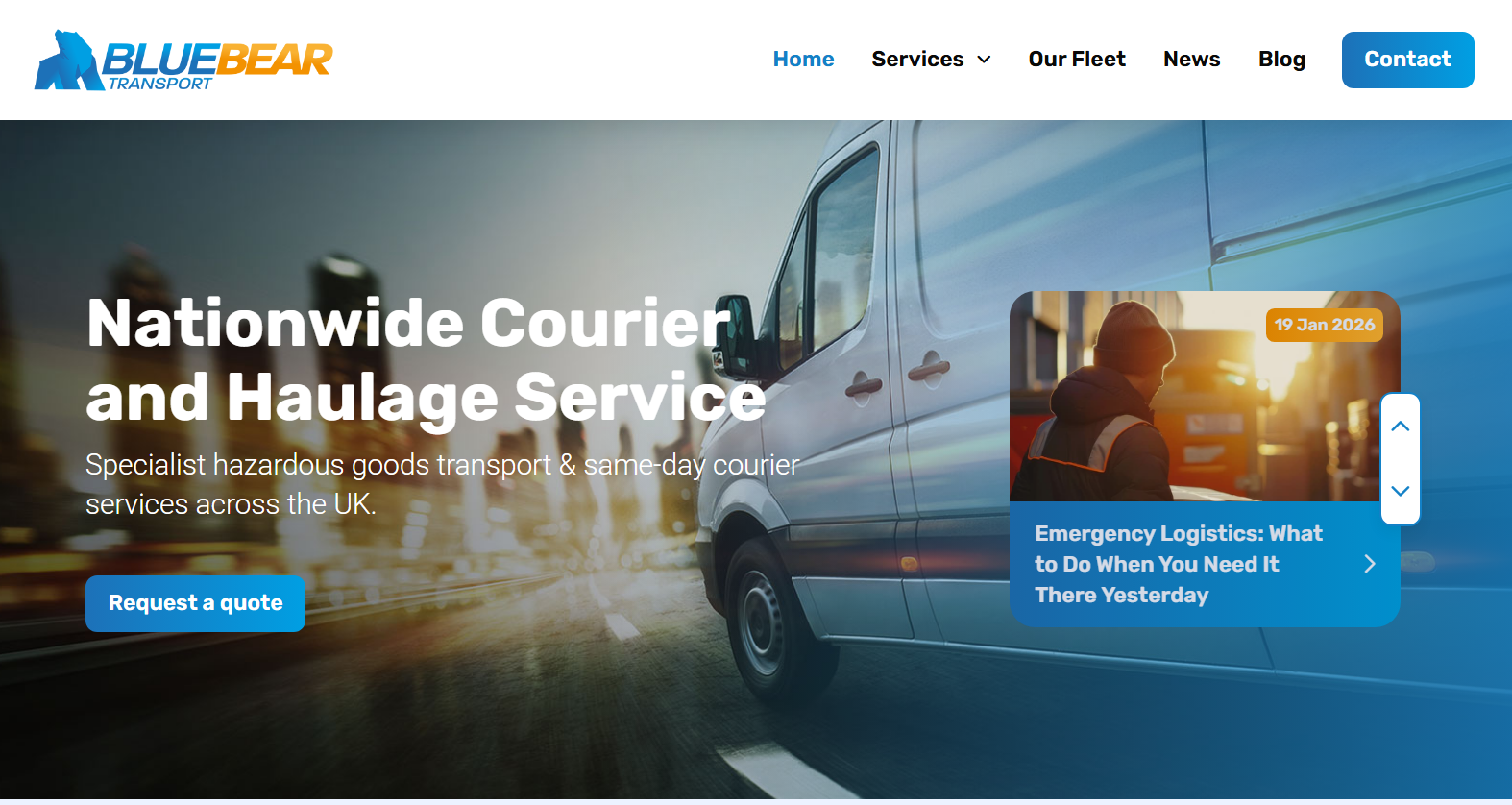 BlueBear Transport website example